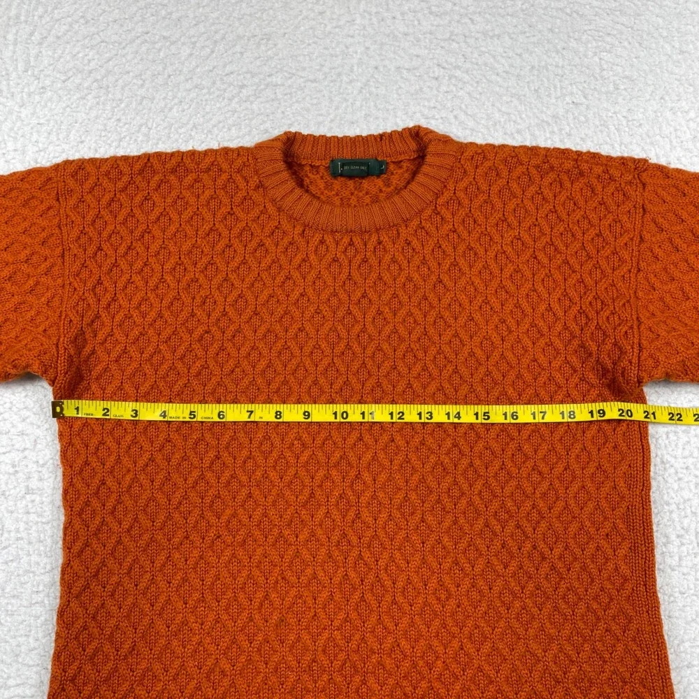 J. Crew Wool Sweater Womens Large Burnt Orange Diamond Cable Knit‎ Crew Classic